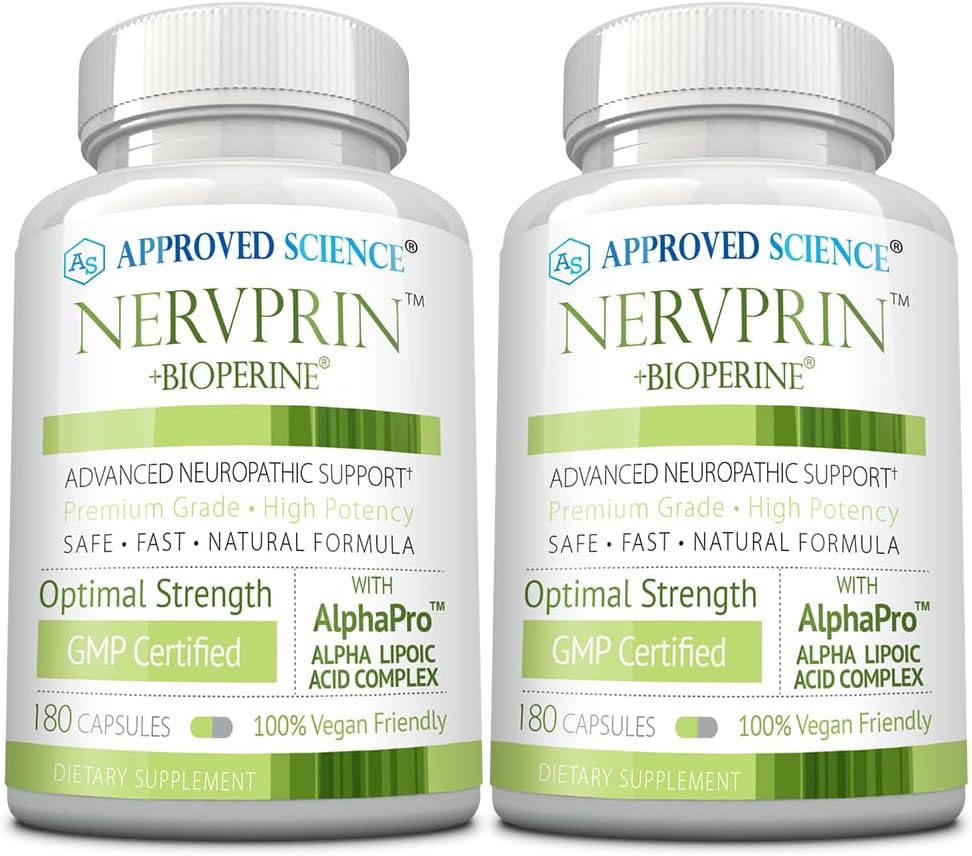 Godkjent vitenskap Nervprin - Nerve støtte - Benfotiamine, B12, R-Alpha-Lipoic Acid, Corydalis, Boswellia, BioPerine - 360 kapsler - laget i USA