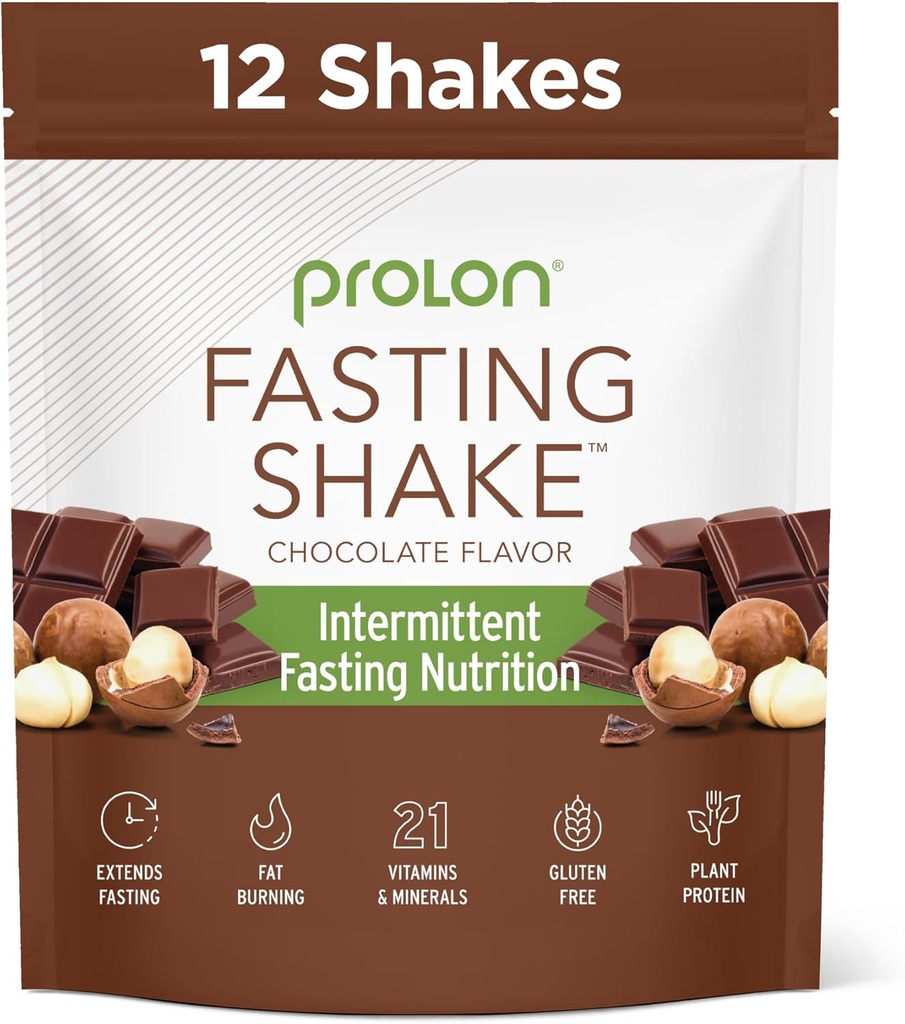 Prolon Intermittent Fastende Drikkemiks | Fastende Shake for Intermittent Fasting | Vitaminer, Fiber, Plant Basert Protein, Superfoods | Keto, Vegansk, Glutenfri, Dairy Free | Sjokolade, 12 Pakninger