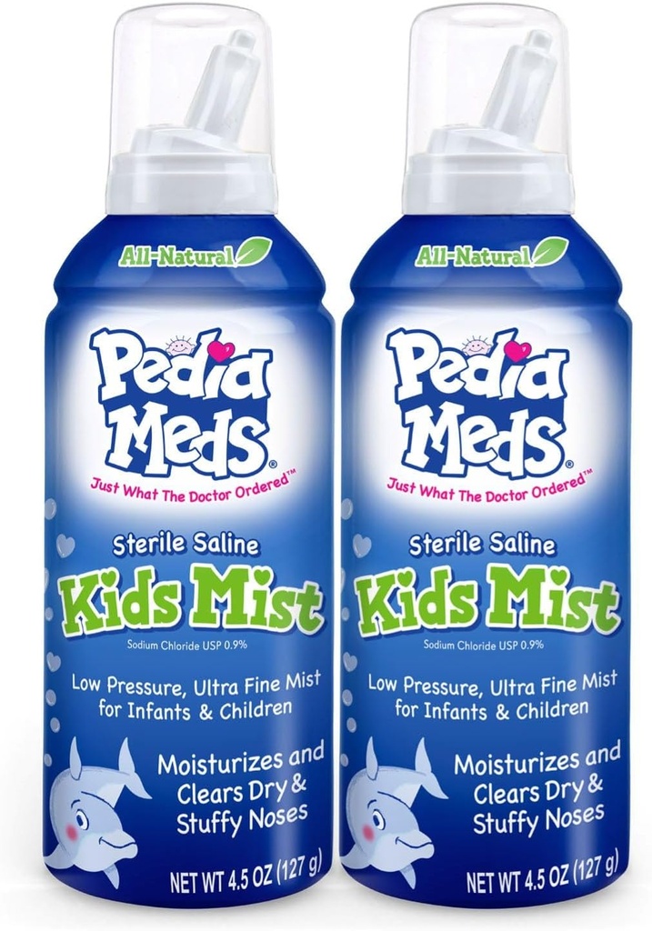 Sterile saltvannssprøyte, ultrafin tåke, umiddelbart beveger seg og lindrer Nasal kongestion, trygt for nyfødte og oppover, 4,5 Oz (2 pakke), laget i USA