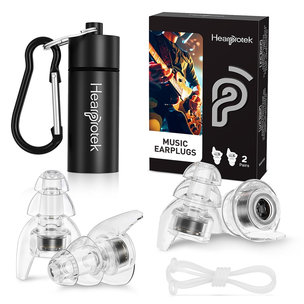 Hearprotek Konsert Øreplugger, 2par Reusable høy Fidelity Musician ørepropper for konserter høy musikk-støy reduksjon ørebeskyttelse ørepropper for rave, festival,Music,Tinnitus Relief