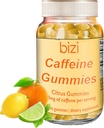 Bizi Koffein Gummies for menn og kvinner, Energitilskudd for å øke fokus, Koffein Gummies for voksne, 30 mg Koffein per gummy, Citrus Flavor (60 ct)