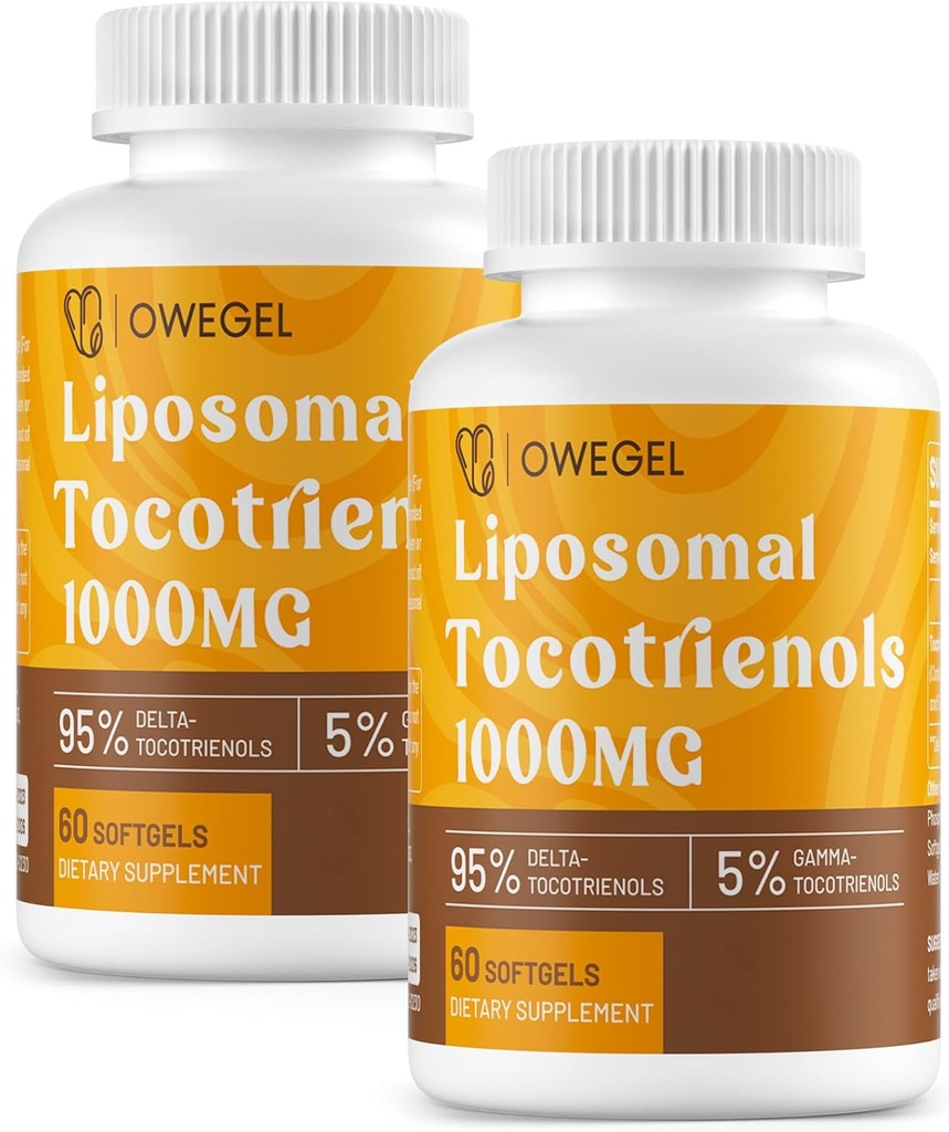 Vitamin E Tocotrienols Kosttilskudd 1000mg - høy potens Liposomal Tocotrienol kapsler,95% Delta og 5% Gamma Tocotrienols støtte hud,Bone,Antioksidant,120 Softgels