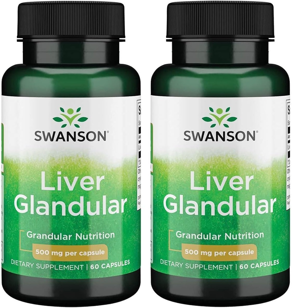 Swanson Liver Glandular 500 Milligrams 60 kapsler (2 pakke)