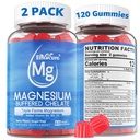 Magnesium Gummies - Triple Magnesium Complex, Magnesium Glykinat Gummies  Magnesium Magnesium Glykinat, Malat, Citrat m/ D3 B6 B12, for ro, søvn og muskel crampe | Høy absorpsjon | Vegan, 2 pakke