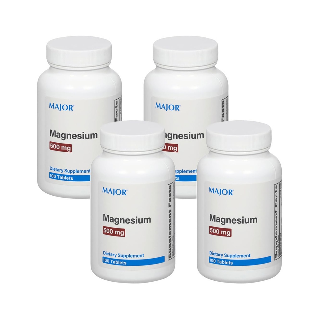 Major Magnesium 500 mg - Magnesiumoksid tabletter - Diett Supplement - 100 greve (4 pakke)