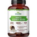 Zazzee Hvit Nyrebønne 10:1 Ekstrakt, 1800 mg per servering, 200 vegansk kapsler, over 2 måneders forsyning, standardisert, konsentrert 10X ekstrakt, 100% vegetarisk, all-naturlig og ikke-GMO, laget i USA