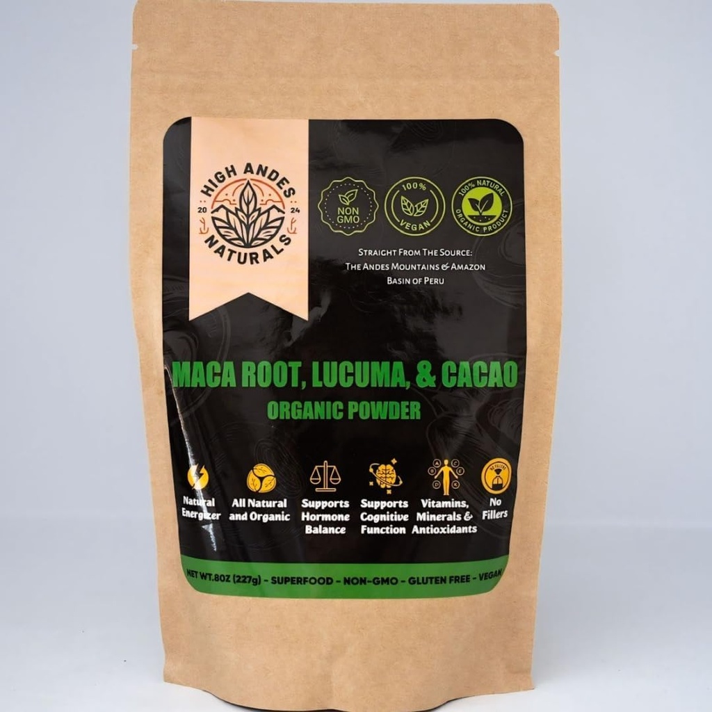 Økologisk Maca Root Powder Blend – Energiøkning og hormonbalanse – Peruansk Supermat – 8 oz
