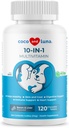 10 i 1 Multivitamin for hunder - 120 Chewable Tabletter med glukosamin og Chondroitin - Fiskeolje og vitaminer med Coq10 for hud og hjerte helse, Gut & immunsupport
