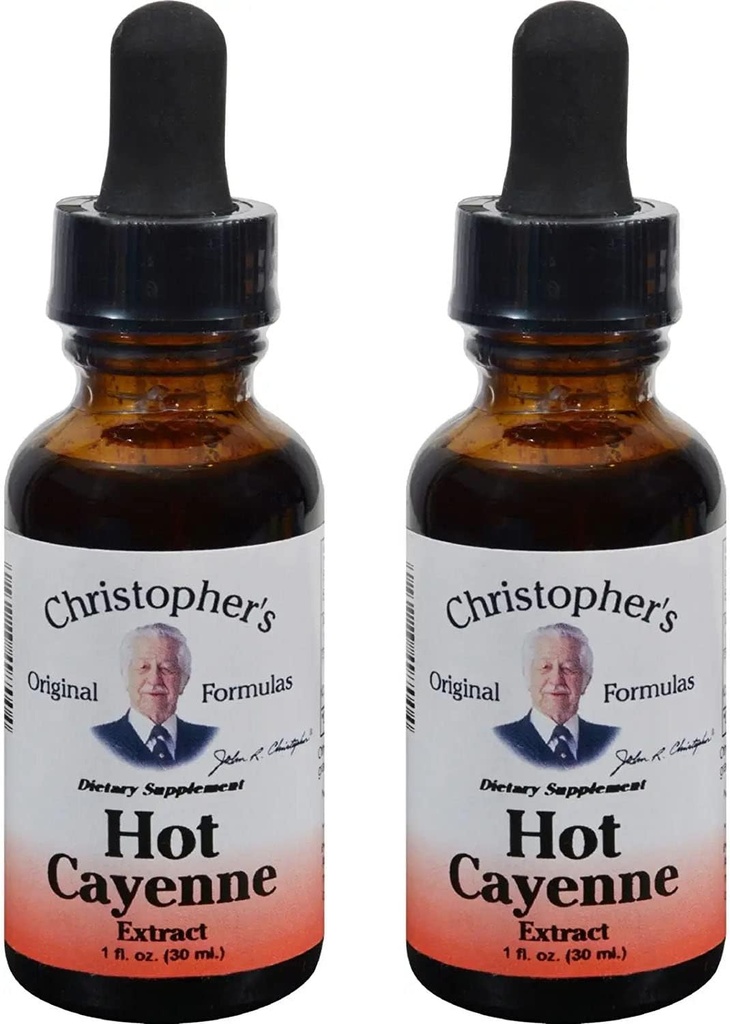 Christophers opprinnelige formler Hot Cayenne Extract, 1 fl oz - Naturlig Herbal Supplement - Pakke med 2