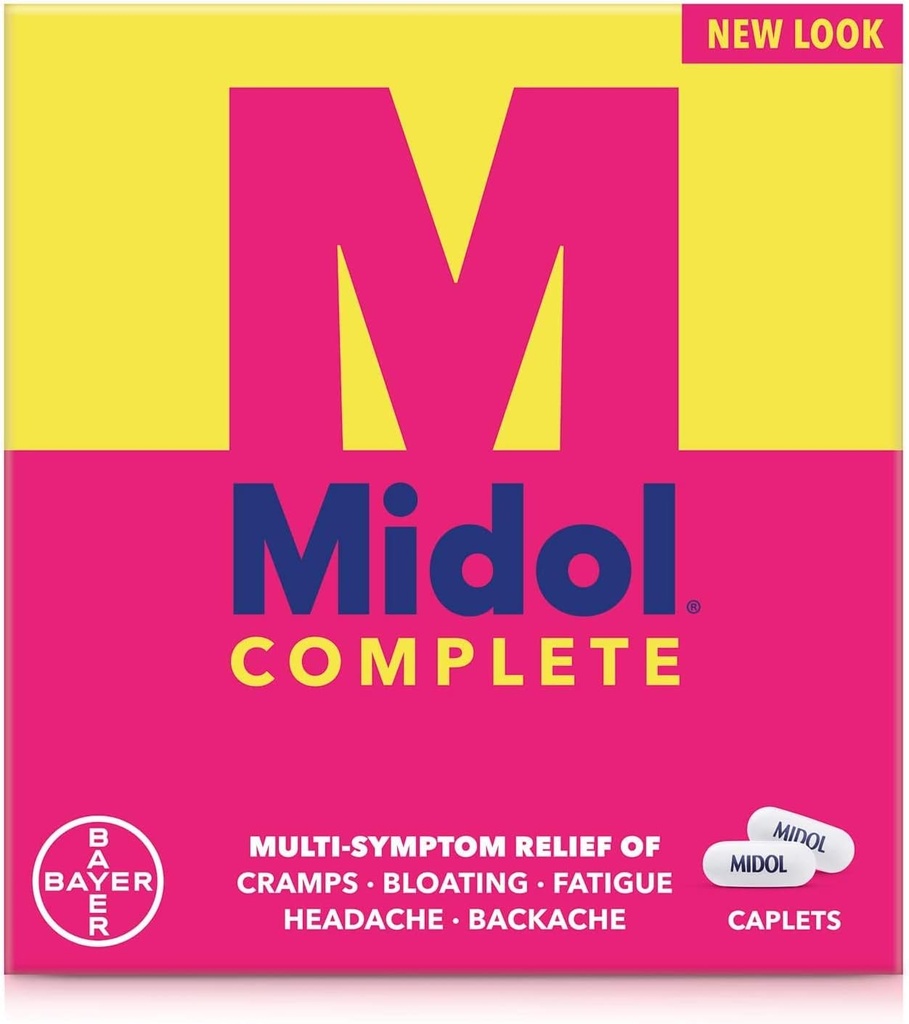 Midol Complete Caplets, 24-talls (pakke med 2), emballasje May Vary