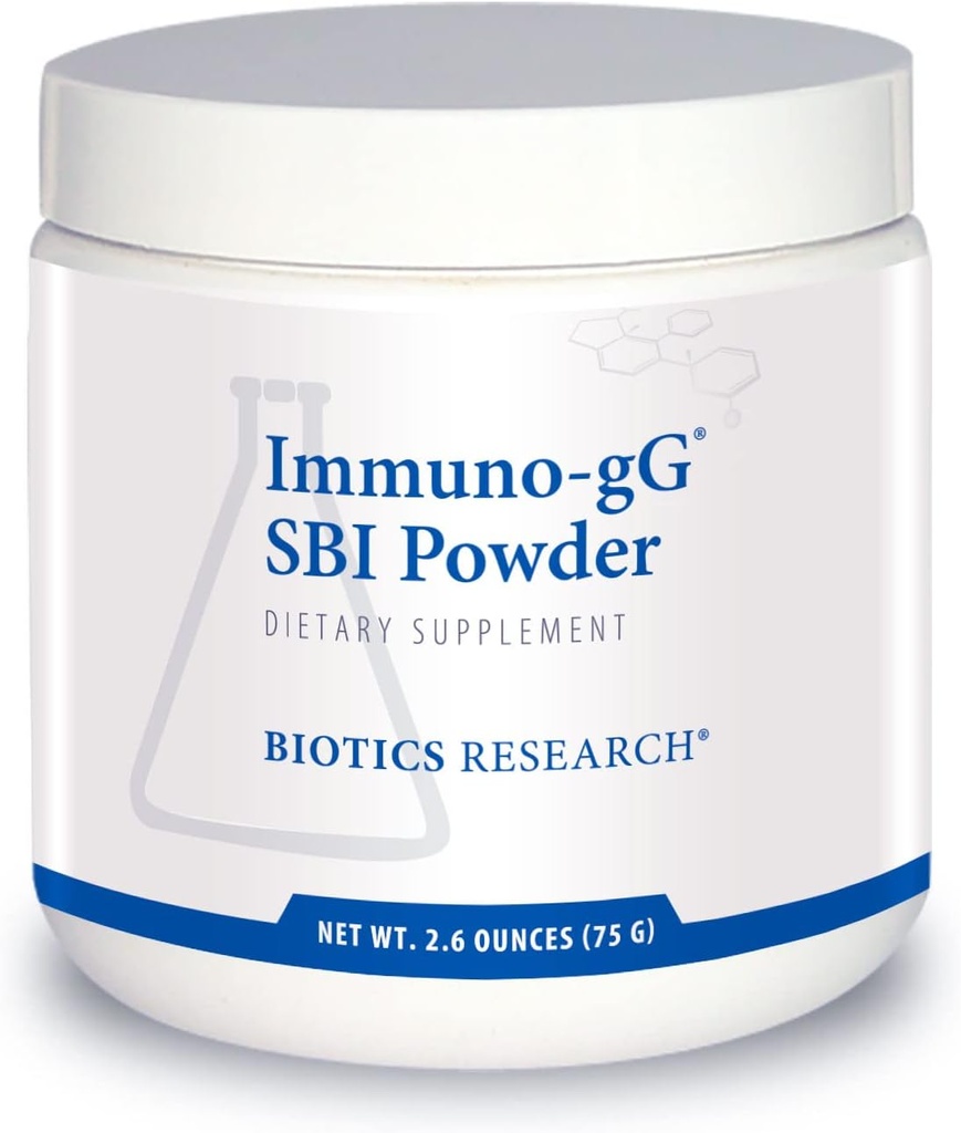Biotikk Forskning ImmunogG SBI Powder Easy-to-Mix pulverformula, Ultimate IgG, Komplett Gut helse- og immunstøtte, Dairy Free, Immunglobulin Konsentrat - 2.6 Oz