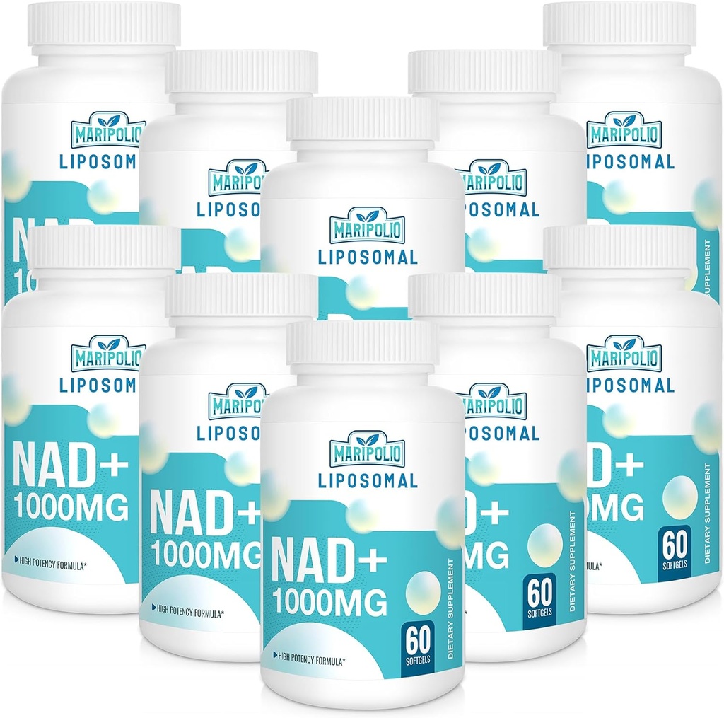 Liposomal NAD + Supplement 1000 mg | Høyeste NAD Pontecy | Max Absorpsjon | Ren NAD Supplement | Energi og DNA Reparasjon, Aging Defense, Hjernefunksjon | 600 Softgels