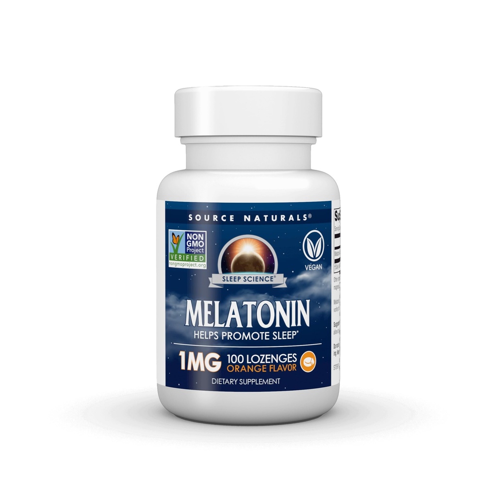 Kilde Naturals Sleep Science Melatonin, Ikke GMO Prosjekt Verifisert, Melatonin Diett Supplement, 1 mg - 100 Orange Flavored Lozenges