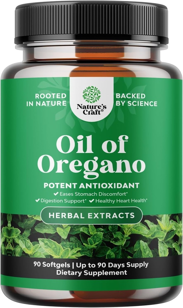 Wild Olje av Oregano Softgels - Gentle Detox for immunstøtte - Konsentrerte Oregano olje Softgels med Carvatrol 70% - Eases Digestion, Gut Balance & Cleanse Body - Trusted Herbal Supplements - 90 Ctt