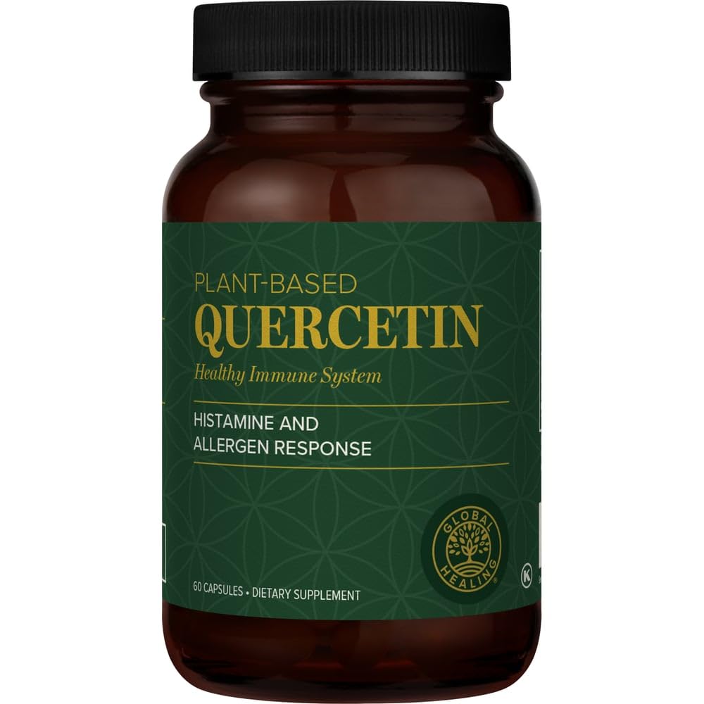 Global Healing Center Quercetin 250 mg Supplement til å støtte immunsystemet, inneholder QuerceFIT uten Bromelain & Zinc (60 kapsler)