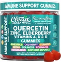 Ren Quercetin Elderberry Immune Støtte Gummies ® Zink Vitamin K2 D3 En Bromelain Goji Berry Turmeric Sea Moss Echinacea Astragalus Selenium Olive Leaf Immunitet Supplement Gummy Vitaminer