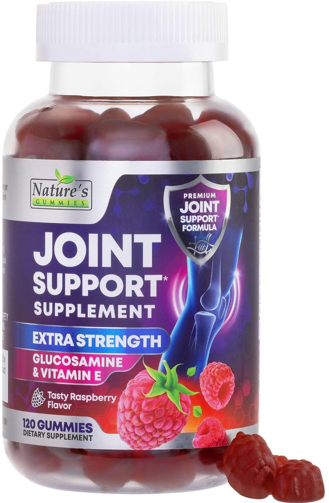 Joint Support Supplement - Ekstra styrke Glukosamin Gummy støtter leddene Helse & Fleksibilitet for rygg, kne, hender - Naturlig vitamin E Immunstøtte - beste gummier for kvinner og menn - 120 gummier