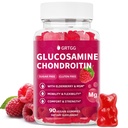 Glucosamine Chondroitin Gummies med MSM & eldrebær ekstra styrke 3000MG - Felles støtte, antioksidant immun støtte Supplement for voksne, menn og kvinner - 90 bringebær gummier