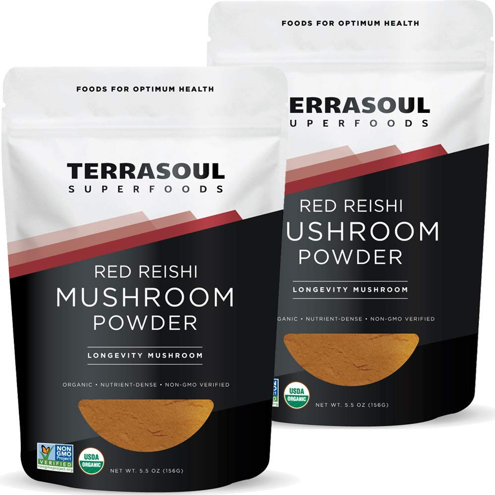 Terrasoul Superfoods Organic Reishi Mushroom Powder (4:1 Ekstrakt), 11 Oz (2 Pakke) - Immune Boosting