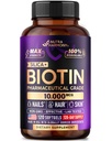 Biotin 10000mcg med silikon - Farmasøytisk Grade Biotin Supplement for kvinner - Hårvekst Støtte, hud og negler - Maks styrke og 100% Biotilgjengelighet - laget i USA - 120 Softgels, 120 dagers forsyning