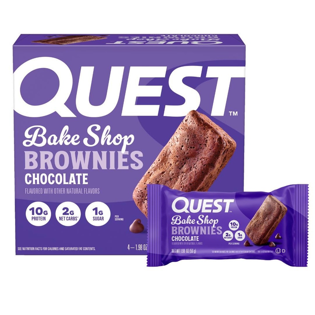 Quest Nutrition Bake Shop, Sjokolade Brownies, 10g Protein, 2g Netto Carbs, 1g Sukker, 4 Count