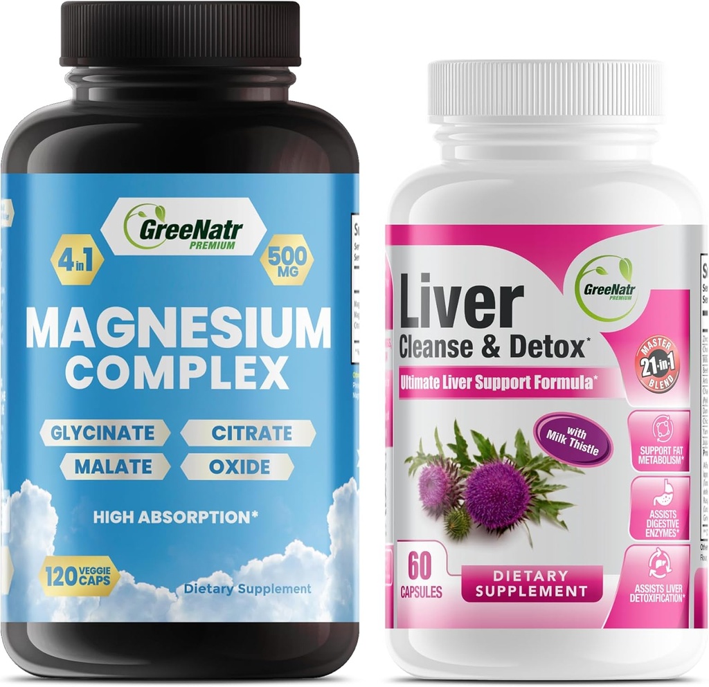 Liver Cleanse Detox & Repair Formula - Melk Thistle, Berberine, Ginger Plus Magnesium for bedre søvn og muskelfunksjon