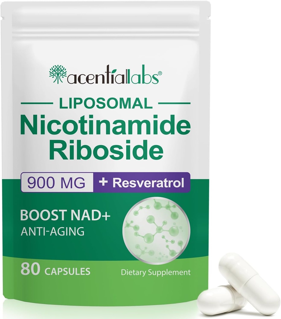 Nicotinamid Riboside 900,Liposomal Resveratrol,Liposomal Nikotinamid Riboside,Resveratrol Supplement,Resveratrol Supplement for kvinner(1Pack/80 kapsler)
