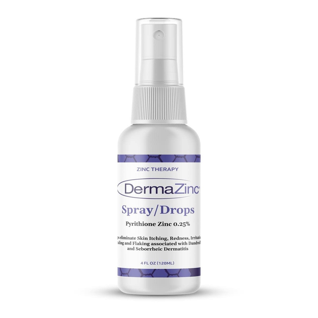DermaZinc Therapy Spray/Drops, Sink Spray for hudlidelser Relief Drops for psoriasis, dermatitt, eksem og andre hudtilstandssymptomer, 4oz
