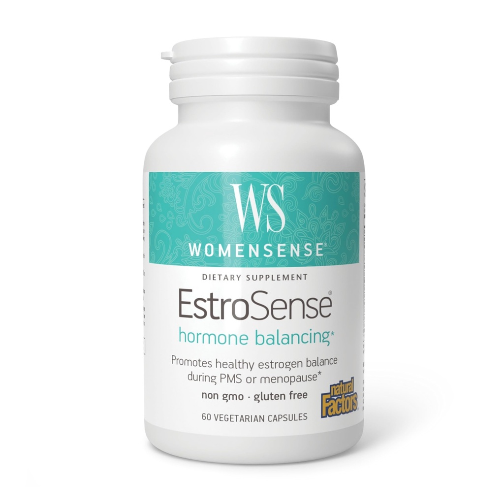 WomenSense EstroSense av naturlige faktorer, naturlig kosttilskudd for å støtte østrogen og hormonbalanse under PMS eller Menopause, Vegan, Ikke-GMO, 60 kapsler