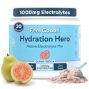 Feel Goods Hydration Hero, 1000mg Electrolytes pulver, sukkerfri, magnesium, organisk aloe Vera, organisk aloe, L Theanine, Vitamin C & B12, Ikke GMO, Keto, Vegansk | Guava Fresca, 30 Services