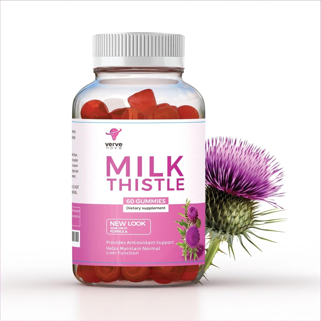 Melk Thistle Supplement Gummies - Liver Helse Støtte, Herbal Antioksidant, Sukkerfri, Vegan, 60 greve