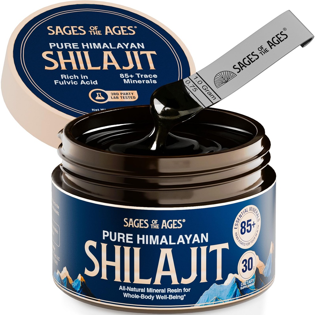 Ren Himalayan Shilajit Resin – 500 mg Maks styrke organisk fulvsyre-kompleks for menn og kvinner – Lab testet med 85 + spormineraler – energi, utholdenhet og mental ytelse – 30 g Jar