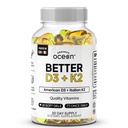 Organics Ocean Bedre D3 + K2-100% organisk VIT D3 og K2 Kosttilskudd med maksimal biotilgjengelighet - støtter beintetthet, kalsiumbalanse, immunitet og humør - 1-pakke, 30-dagers forsyning