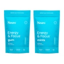 Neuro Energi & Fokus Bundle - Peppermynte Nootropic Gum (90ct) + Mints (90ct), Naturlig koffein, L-Theanine, B12 + B6, sukkerfri hjernestøtte for klarhet og energi