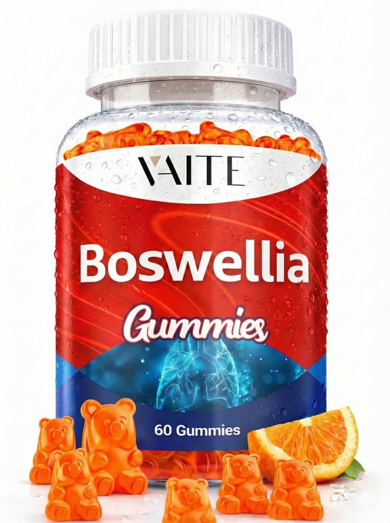 VAITE Boswellia Serrata Gummies 1200mg - Indisk Frankincense ekstrakt med Boswellic Acid, Plantebasert Supplement, Felles støtte Helse Formula, Ikke-GMO, Glutenfri, Sukkerfri, 60 Chewables