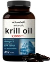 NatureBell Antarctic Krill Oil 2000mg Supplement, 240 Softgels, 3X styrke naturlig kilde til Omega-3s, EPA 240mg + DHA 160mg + Astaxanthin 800mcg – Ingen fiskbar ettersmak – Merkurfri og ikke-GMO