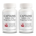 Captains Pure Antarctic Krill Oil Softgels | Omega 3 EPA, DHA med Astaxanthin & Fosfolipider | Ingen tilsetningsmidler eller kjemikalier | 1000mg per servering, 60 kapsler, 2-Pack
