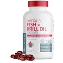 Bronson Omega-3 Fish + krill olje 1000 MG EPA DHA Astaxanthin Premium blanding - Felles, hjerne og øye helse - ikke GMO, Heavy Metal Tested, 120 Softgels