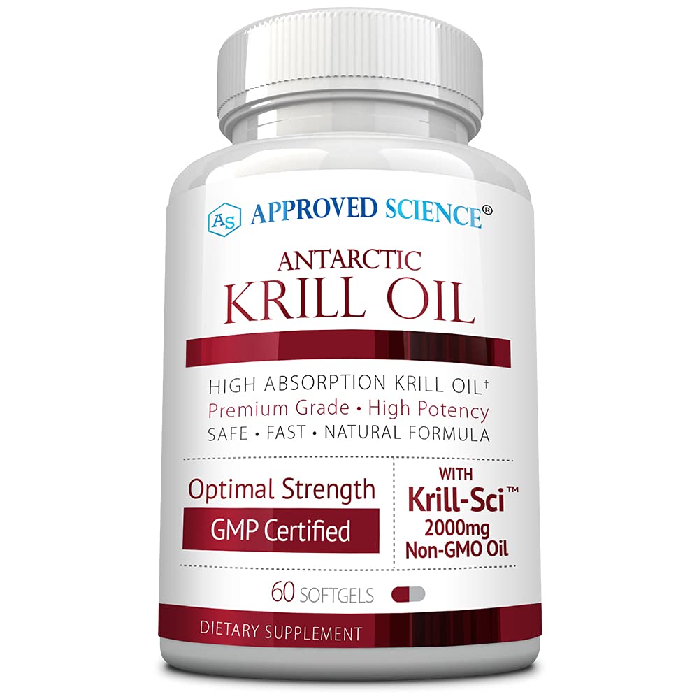 Godkjent Science Krill Oil - 2000mg Antarktis krillolje, 650mcg Astaxanthin - 260mg EPA, 160mg DHA - 60 Softgels - 1 måneds forsyning