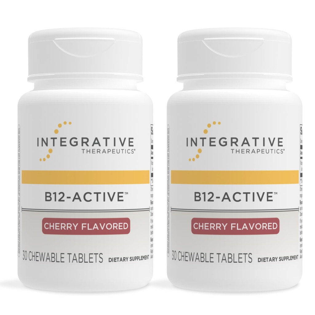 Integrative Therapeutics B-12 Aktive, vitamin B12, støtter Nervefunksjon*, Cherry Flavored, 30 Chewable Tabletter - 2 Pack