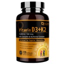 NATURE TARGET Vitamin D3 K2, høy potens 10.000 IU D3, 100 mg K2(MK-7) Supplement med MCT, mest absorberbar Synergi formel, støtter bein, kalsium og immun helse, 120 kapsler