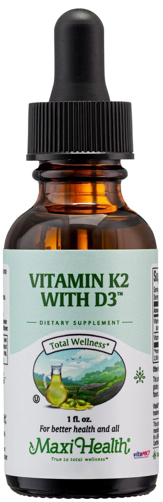 Maxi Helse flytende vitamin D3 med K2 dråper for lang-term helse - vitamin K2 D3 vitamin Supplement - D3 K2 vitamin K og vitamin D Supplement med vitamin K2 MK-7 og VIT D, 1 fl oz