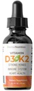 Herbal ernæring økologisk vitamin D3 K2 Dråper – 5000 IU D3 + 63mcg MK7 K2 – 270 Serveringer, Vegansk, flytende Supplement Superior Levering – Bein, Hjerte, Immun & Mood Support – Peppermynte Flavor