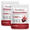 Astaxanthin kosttilskudd 12 mg - 120 Softgels | Premium naturlig antioksidant fra mikroalgae | Øye, hud, hjerne, felles, hjerte og immun helsestøtte | Ikke-GMO, Glutenfri