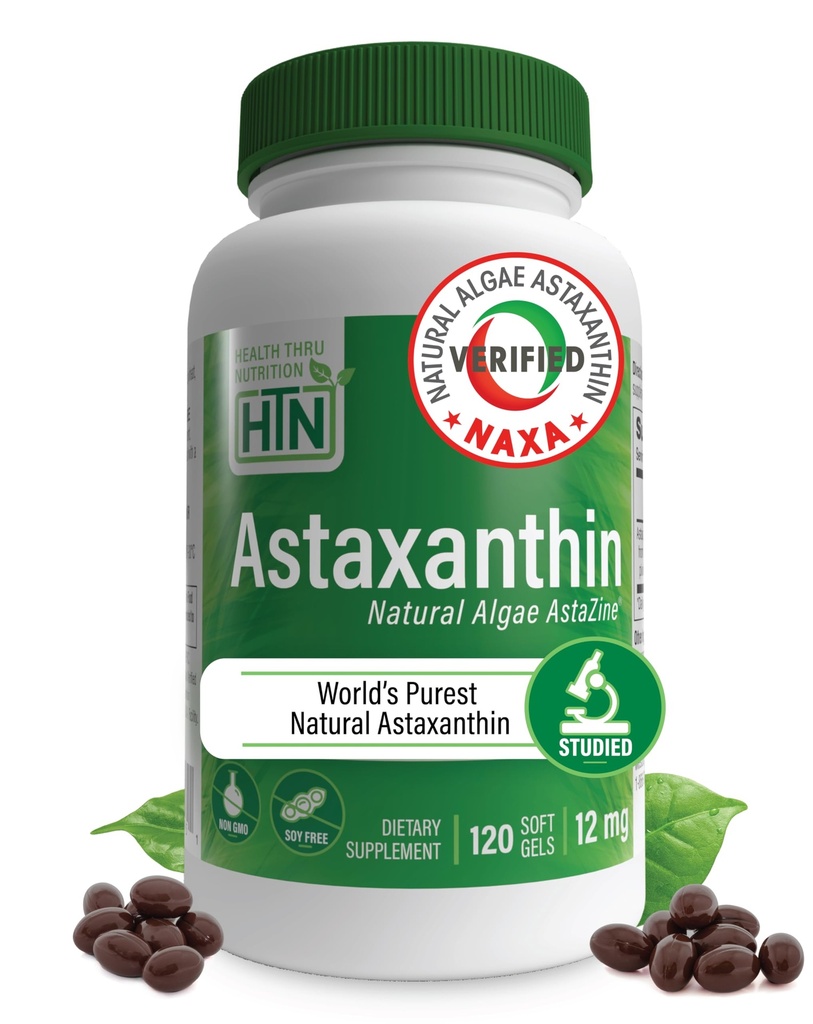 Helse Thru Ernæring Astaxanthin Triple Styrke 12 mg Supplement 120 Softgels ® AstaZine fra Algae Organisk Voksen i Pristine Himalayan Vann ® Hud og Visjon Støtte