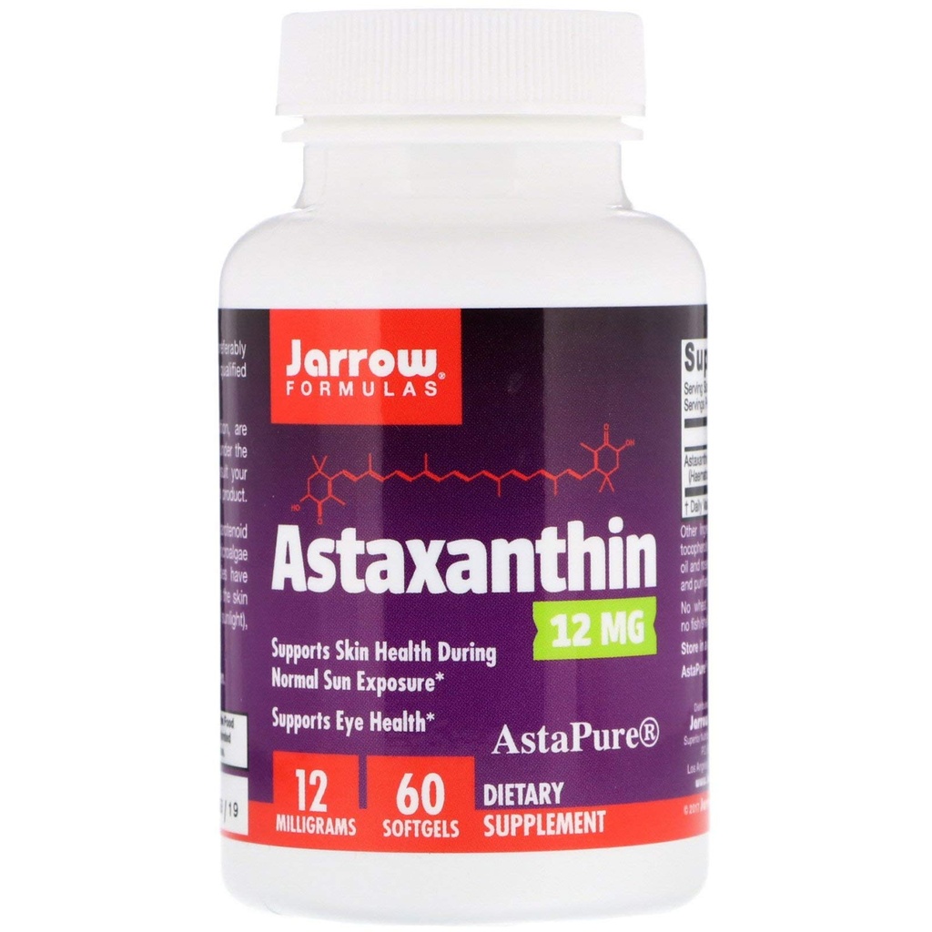 Jarrow Formulas® Astaxanthin 12 mg, kosttilskudd, antioksidant støtte for immun- og øyehelse, 60 Softgels, 60 dagers forsyning