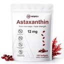 Premium Astaxanthin 12mg Antioksidant Supplement med vitamin E – 120 Softgels, 4 måneders forsyning, mikroalgae kilde, støtter huden, øye og felles helse, ikke-GMO, Gluten og soya gratis