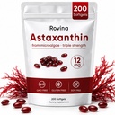 ROVINA Astaxanthin 12mg Softgels, Antioksidant Supplement støtter øyet, huden, immun, felles, indre sirkulasjon, ikke-GMO og glutenfri - 200 Softgels