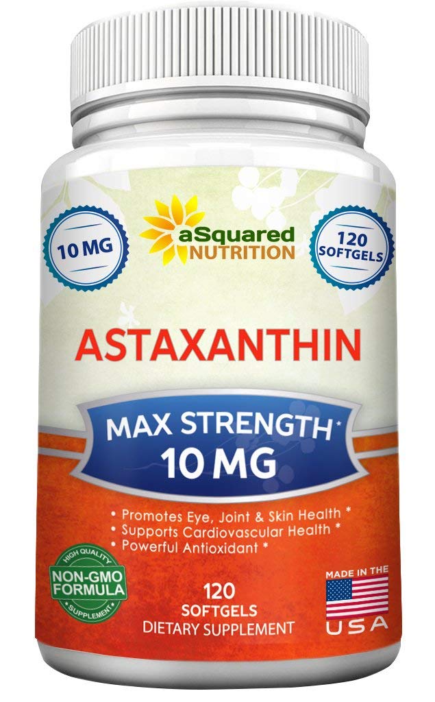 aSquared ernæring Astaxanthin Supplement - Naturlig Astaxanthin piller fra Haematococcus Pluvialis Extract for ren energi - Maks styrke 10 mg - 120 Softgels