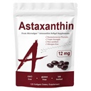 Astaxanthin 12mg, Tredobbelt styrke hudvitaminer for kvinner med antioksidant aktivitet, støtter immun, hud, øye og felles helse,Promote intern sirkulasjon, Chocolate Flavor,120 serveringer